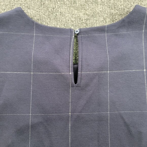 ON 34TH Navy Pinstripe Windowpane Sleeveless Shift Dress XL Keyhole - Picture 5 of 11